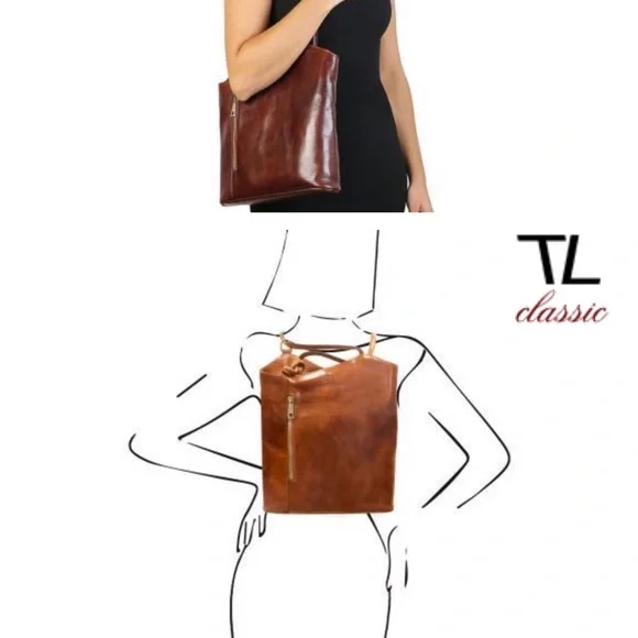 Tuscany Leather Firenze convertible shoulder bag backpack - Picture 12 of 14